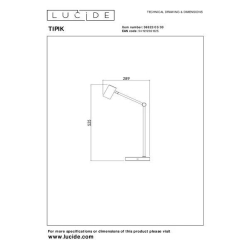 Lucide TIPIK - Nabíjecí stolní lampa - Baterie/baterie - LED Dim. - 1x3W 2700K - 3 StepDim - Černá