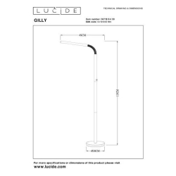 Lucide GILLY dobíjecí stojací čtecí lampa 1x3W 2700K černá