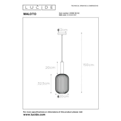 Lucide 45386/20/62 MALOTO svítidlo závěsné Ø 20 cm - E27 