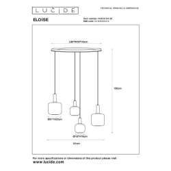Lucide ELOISE - Závěsné světlo - 4xE27 - Černá