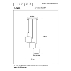 Lucide ELOISE - Závěsné světlo - Ø 40 cm - 3xE27 - Černá