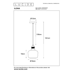 Lucide ILONA - Závěsné světlo - Ø 18 cm - 1xE27 - Jantarová