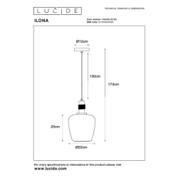 Lucide ILONA - Závěsné světlo - Ø 22 cm - 1xE27 - Jantarová