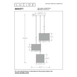 Lucide BASKET závěsné svítidlo 3xE27/40W černá/dřevo