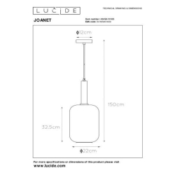 Lucide JOANET  závěsné svítidlo 1xE27 Smoke glass