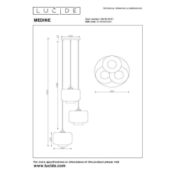 Lucide MEDINE závěsné stropní svítidlo Ø 46 cm 3xE27 opálová