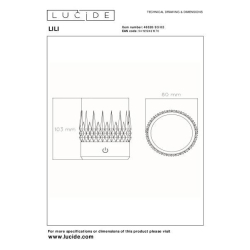 Lucide LILI - Nabíjecí stolní lampa - Baterie/baterie - Ø 8 cm - LED Dim to warm - 1x3W 2700K/3000K - Matt Gold / Mosaz - Sa