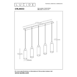 Lucide ORLANDO závěsné svítidlo 5xE27/60W černá/Smoke Glass