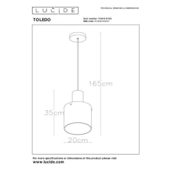 Lucide TOLEDO závěsné svítidlo E27/60W Copper/Glass Amber