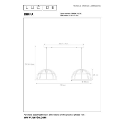 Lucide 76464/02/30 DIKRA závěsné svítidlo 2xE27 60W černá