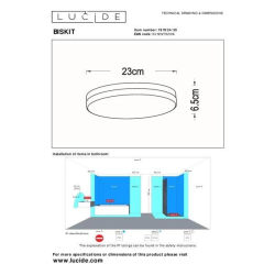 Lucide BISKIT - stropní svítidlo Koupelna - Ø 23 cm - LED - 1x12W 2700K - IP44 - Senzor pohybu & Den/Noc - Čern