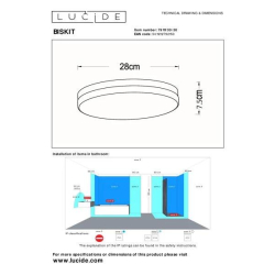 Lucide BISKIT - stropní svítidlo Koupelna - Ø 28 cm - LED - 1x18W 2700K - IP44 - Senzor pohybu & Den/Noc - Čern