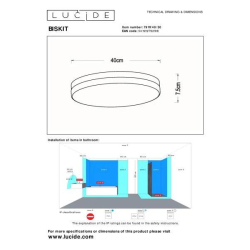 LED stropní svítidlo BISKIT do koupelny - Ø 40 cm - 1x36W 2700K - IP44 - Senzor pohybu & Den/Noc - Černá