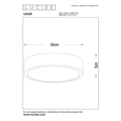 Lucide UNAR stropní LED svítidlo Ø 20 cm 1x12W 2700K stmívatelné bílé