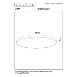 Stropní LED stmívatelné svítidlo UNAR  Ø 80 cm 1x80W 2700K bílé