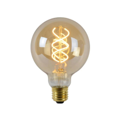 Lucide LED žárovka - okrasné vlákno - Ø 9,5 cm - stmívatelné - 1x5W 2200K - Jantarová 49032/05/62