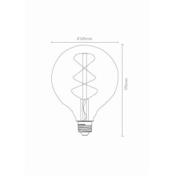 Lucide LED žárovka - okrasné vlákno - Ø 12,5 cm - stmívatelné - 1x5W 2200K - Jantarová 49033/05/62