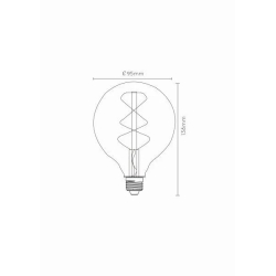 Lucide LED žárovka - okrasné vlákno - Ø 9,5 cm - stmívatelné - 1x5W 2200K - Jantarová 49032/05/62