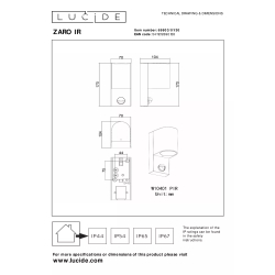 Lucide ZARO IR – Nástěnný reflektor Vnitřní/Venkovní – 1xGU10 – IP65 – se senzorem – černý