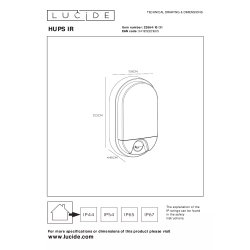 Lucide HUPS IR - Nástěnné světlo Vnitřní/Venkovní - LED - 1x10W 3000K - IP54 - Senzor pohybu & Den/Noc - Bílá