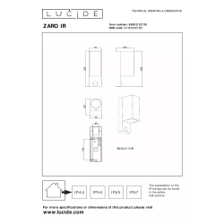 Lucide ZARO IR – Nástěnný reflektor - Vnitřní/Venkovní – 2xGU10 – IP65 – se Senzorem – černé