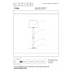 Lucide TYON - Dobíjecí stolní lampa Vnitřní/Venkovní - baterie - LED stm. - IP65 - Černá