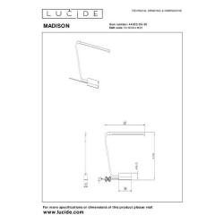 Lucide MADISON - Desk lamp - LED Dim to warm - 1x6,5W 2600K/2800K - černé