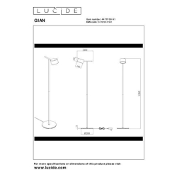 Lucide GIAN - stojací lampa - LED Dim. - 1x9W 2700K - Taupe