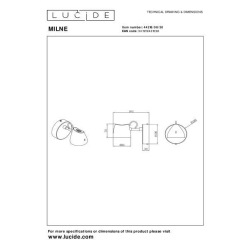 Lucide MILNE - Wall light - LED Dim. - 1x8W 2700K - černé