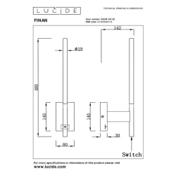 Lucide FINAN - Wall light - LED - 1x6W 2700K - With USB charging point - černé