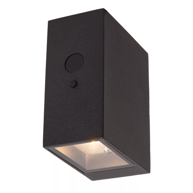 Lucide BOLTON - Nástěnné svítidlo vnitřní/venkovní - LED stmívatelné - 1x1W - IP54 - Senzor Den/Noc - Černá