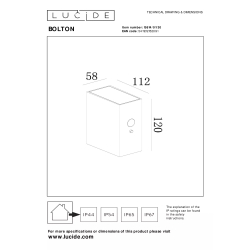 Lucide BOLTON - Nástěnné svítidlo vnitřní/venkovní - LED stmívatelné - 1x1W - IP54 - Senzor Den/Noc - Černá