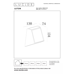 Lucide LUTON - Nástěnné svítidlo vnitřní/venkovní - LED stmívatelné - 1x1W - IP54 - Senzor Den/Noc - Černá