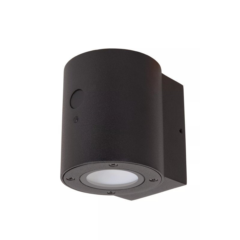 Lucide PERTH - Nástěnné svítidlo vnitřní/venkovní - LED stmívatelné - 1x1W - IP65 - Senzor Den/Noc - Černá