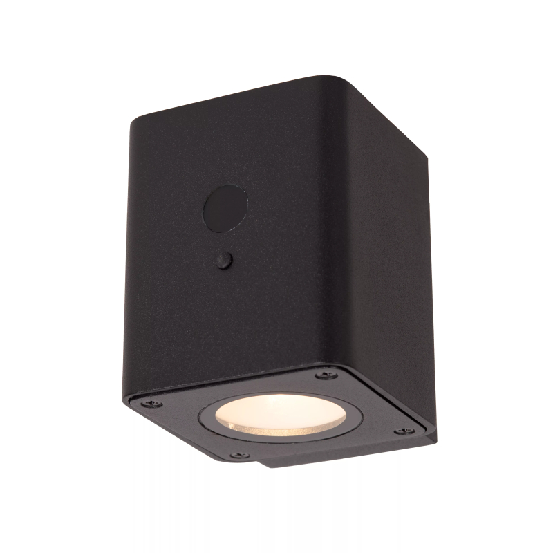 Lucide RAMIN - Nástěnné svítidlo vnitřní/venkovní - LED stmívatelné - 1x1W - IP54 - Senzor Den/Noc - Černá