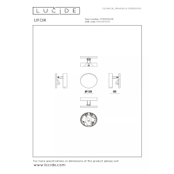 Lucide UFOR - nástěnné svítidlo - Ø 12 cm - LED stmívatelné - 1800K/3000K - černé