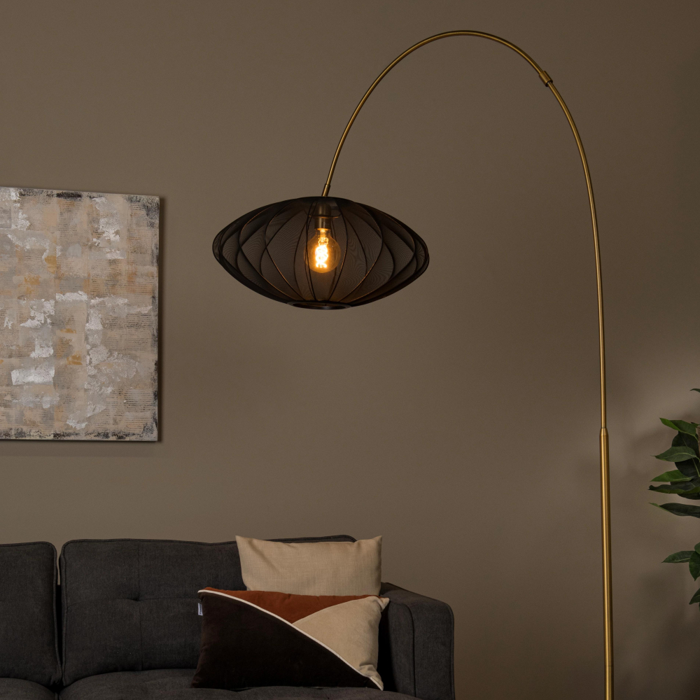 Lucide CORINA - Stojací lampa Arc - 1xE27 - Černá