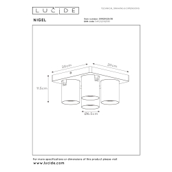 NIGEL - Stropní bodové svítidlo - Stmívatelné LED DTW - GU10 - 4x5W 2200K/3000K - Černá