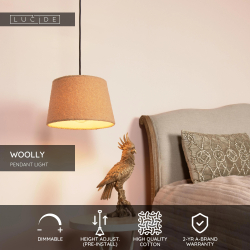 Lucide WOOLLY závěsné stropní svítidlo Ø 28 cm 1xE27 okrově žlutá