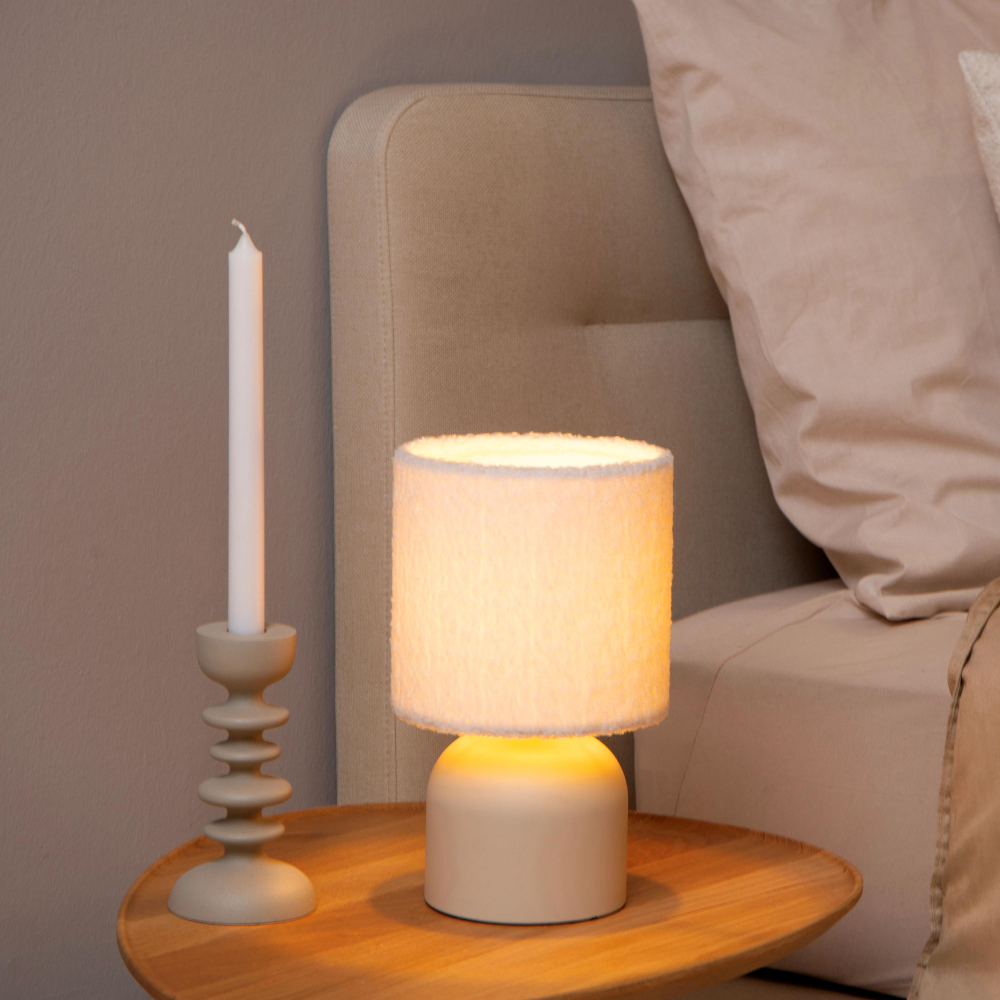 Lucide WOOLLY stolní lampa Ø 16 cm 1xE14 krémová