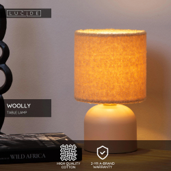 Lucide WOOLLY stolní lampa Ø 16 cm 1xE14 okrově žlutá
