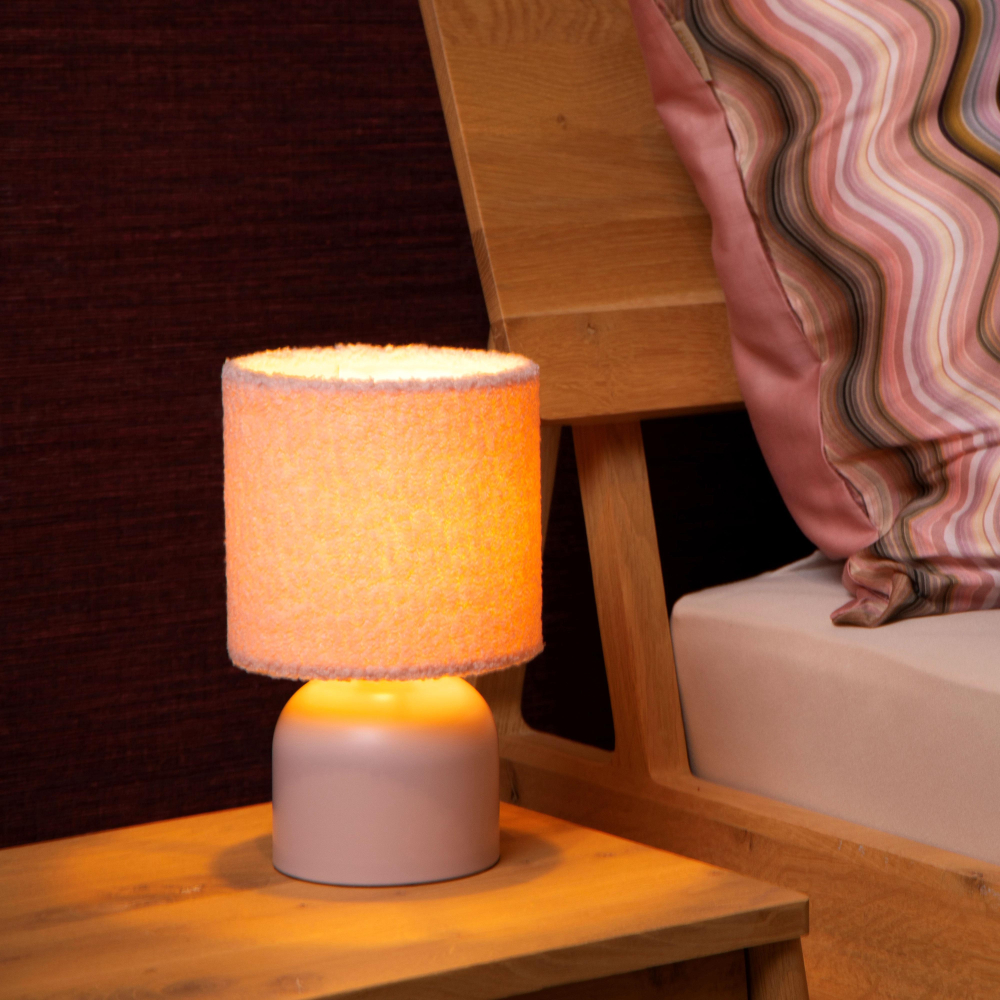 Lucide WOOLLY stolní lampa Ø 16 cm 1xE14 růžová