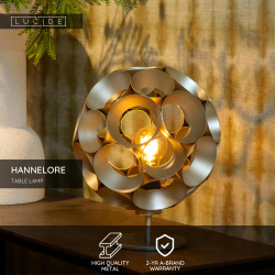 Lucide HANNELORE - Stolní lampa - Ø 25 cm - 1xE27 - zlatá / Mosazná