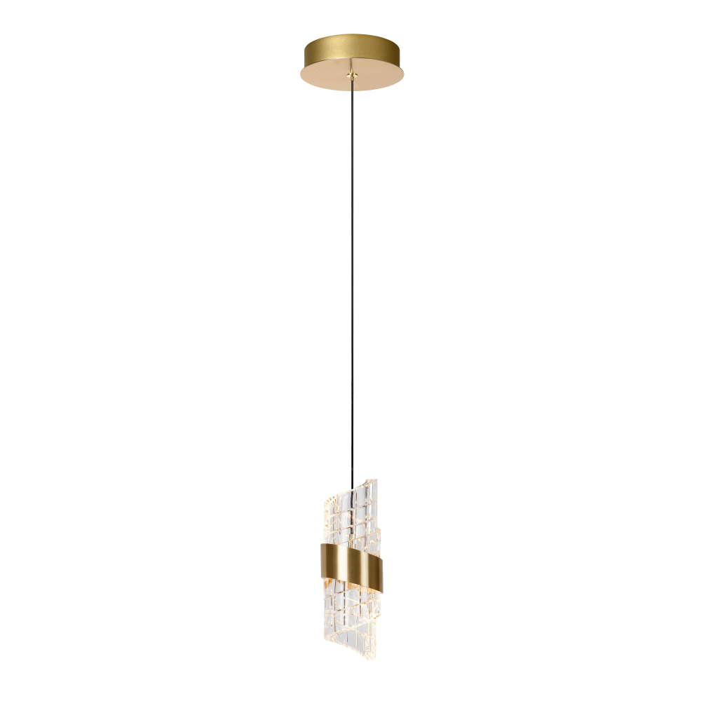Lucide KLIGANDE - Závěsné světlo - Ø 13 cm - LED - 1x9W 2700K - zlatá / Mosaz