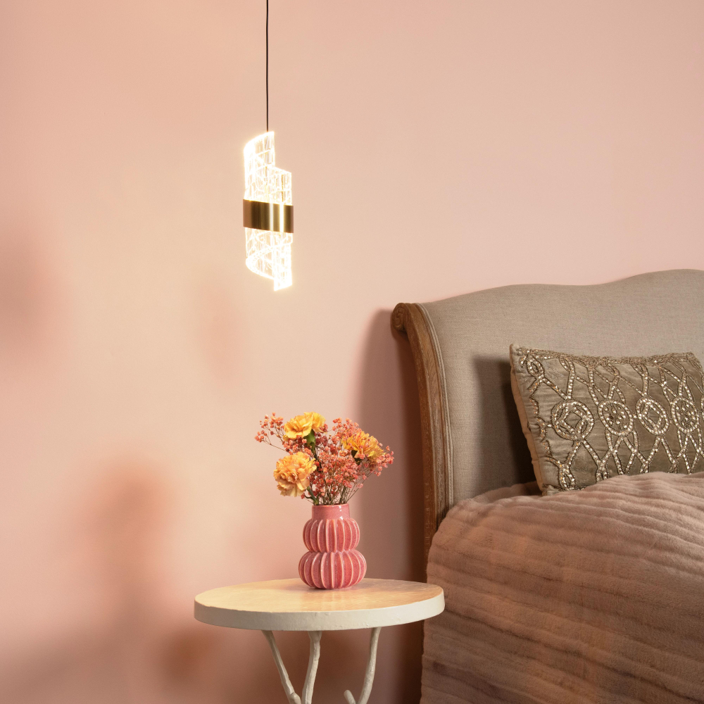 Lucide KLIGANDE - Závěsné světlo - Ø 13 cm - LED - 1x9W 2700K - zlatá / Mosaz