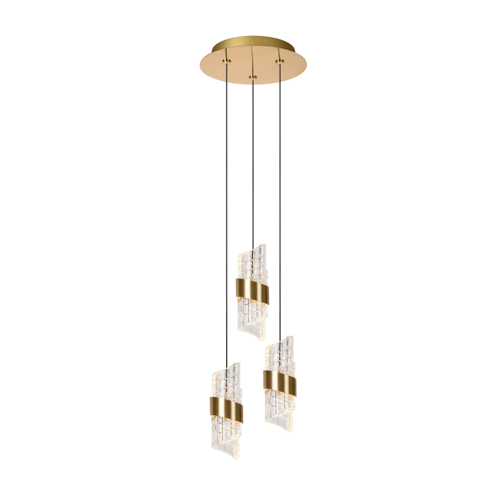 Lucide KLIGANDE - Závěsné svítidlo - Ø 25 cm - LED Rozm. - 3x8W 2700K - zlatá / Mosaz