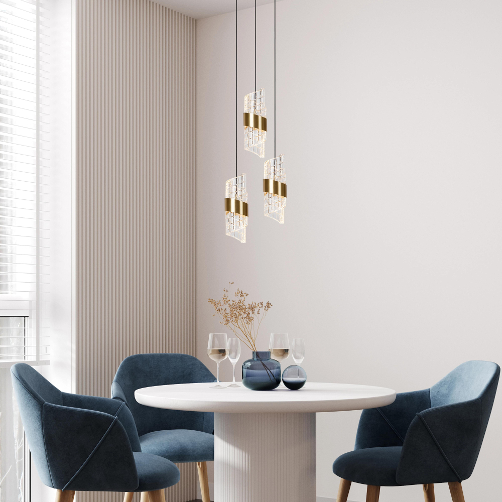 Lucide KLIGANDE - Závěsné svítidlo - Ø 25 cm - LED Rozm. - 3x8W 2700K - zlatá / Mosaz