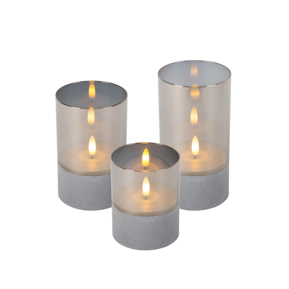 Lucide VELAS - Stolní lampa - Baterie - Ø 8 cm - LED - 3x0,2W 2700K - šedá - Sada 3 ks