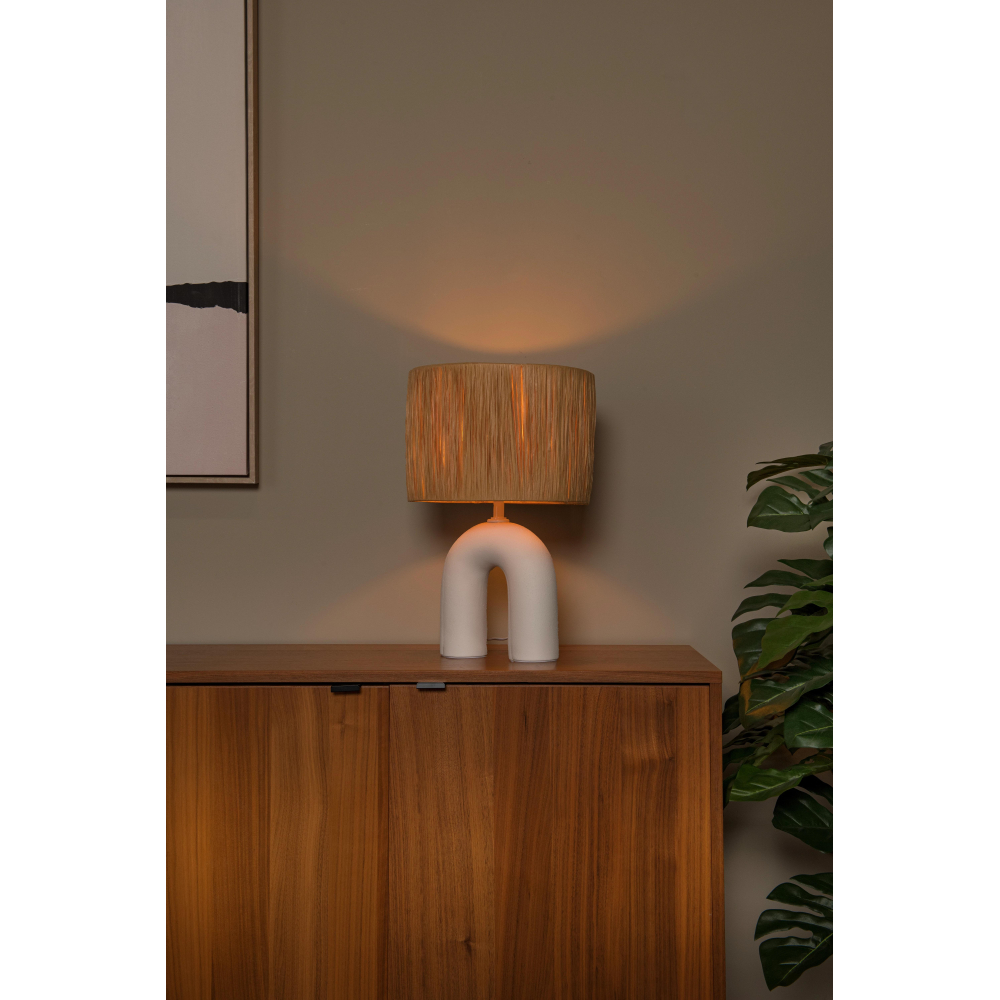 Lucide RONDA - Stolní lampa - 1xE27 - Dřevo/Bílá