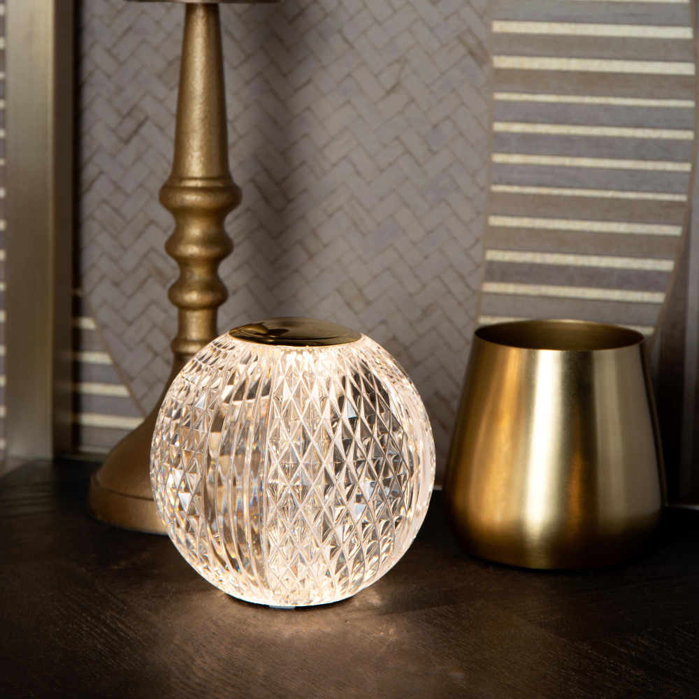 Lucide CINTRA - dobíjecí stolní lampa -  D9 cm - LED - 1,5W 2700K - 3 kroky stmívání - Transparant
